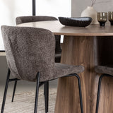 Lanzo jídelní stůl φ120 - přírodní / přírodní MDF + jídelní židle Modesto - šedá / kouřová černá Boucle _4