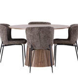 Lanzo jídelní stůl φ120 - přírodní / přírodní MDF + jídelní židle Modesto - šedá / kouřová černá Boucle _4