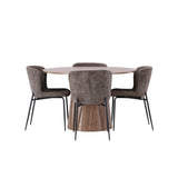 Lanzo jídelní stůl φ120 - přírodní / přírodní MDF + jídelní židle Modesto - šedá / kouřová černá Boucle _4
