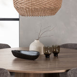 Lanzo jídelní stůl φ120 - přírodní / přírodní MDF + jídelní židle Modesto - šedá / kouřová černá Boucle _4