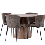 Lanzo jídelní stůl φ120 - přírodní / přírodní MDF + jídelní židle Modesto - šedá / kouřová černá Boucle _4