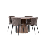 Lanzo jídelní stůl φ120 - přírodní / přírodní MDF + jídelní židle Modesto - šedá / kouřová černá Boucle _4
