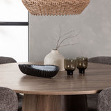 Lanzo jídelní stůl φ120 - přírodní / přírodní MDF + jídelní židle Modesto - šedá / kouřová černá Boucle _4