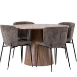 Lanzo jídelní stůl φ120 - přírodní / přírodní MDF + jídelní židle Modesto - šedá / kouřová černá Boucle _4
