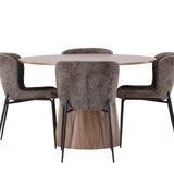 Lanzo jídelní stůl φ120 - přírodní / přírodní MDF + jídelní židle Modesto - šedá / kouřová černá Boucle _4