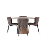 Lanzo jídelní stůl φ120 - přírodní / přírodní MDF + jídelní židle Modesto - šedá / kouřová černá Boucle _4
