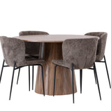 Lanzo jídelní stůl φ120 - přírodní / přírodní MDF + jídelní židle Modesto - šedá / kouřová černá Boucle _4