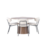 Jídelní stůl Lanzo φ120 - Natural / Natural MDF +Chico Jídelní židle - Black / White Boucle _4