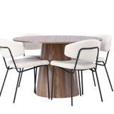 Jídelní stůl Lanzo φ120 - Natural / Natural MDF +Chico Jídelní židle - Black / White Boucle _4