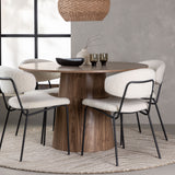 Jídelní stůl Lanzo φ120 - Natural / Natural MDF +Chico Jídelní židle - Black / White Boucle _4