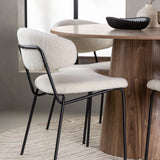 Jídelní stůl Lanzo φ120 - Natural / Natural MDF +Chico Jídelní židle - Black / White Boucle _4