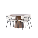 Jídelní stůl Lanzo φ120 - Natural / Natural MDF +Chico Jídelní židle - Black / White Boucle _4