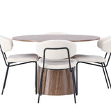 Jídelní stůl Lanzo φ120 - Natural / Natural MDF +Chico Jídelní židle - Black / White Boucle _4