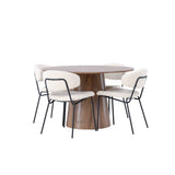 Jídelní stůl Lanzo φ120 - Natural / Natural MDF +Chico Jídelní židle - Black / White Boucle _4