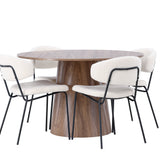 Jídelní stůl Lanzo φ120 - Natural / Natural MDF +Chico Jídelní židle - Black / White Boucle _4