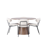 Jídelní stůl Lanzo φ120 - Natural / Natural MDF +Chico Jídelní židle - Black / White Boucle _4