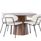 Jídelní stůl Lanzo φ120 - Natural / Natural MDF +Chico Jídelní židle - Black / White Boucle _4