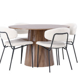 Jídelní stůl Lanzo φ120 - Natural / Natural MDF +Chico Jídelní židle - Black / White Boucle _4