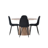Lanzo jídelní stůl φ120 - Natural / Natural MDF + Jídelní židle Polar - černé nohy / Black Velvet _4