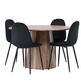 Lanzo jídelní stůl φ120 - Natural / Natural MDF + Jídelní židle Polar - černé nohy / Black Velvet _4