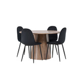 Lanzo jídelní stůl φ120 - Natural / Natural MDF + Jídelní židle Polar - černé nohy / Black Velvet _4