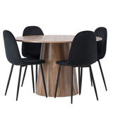 Lanzo jídelní stůl φ120 - Natural / Natural MDF + Jídelní židle Polar - černé nohy / Black Velvet _4