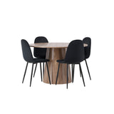 Lanzo jídelní stůl φ120 - Natural / Natural MDF + Jídelní židle Polar - černé nohy / Black Velvet _4