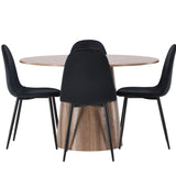 Lanzo jídelní stůl φ120 - Natural / Natural MDF + Jídelní židle Polar - černé nohy / Black Velvet _4