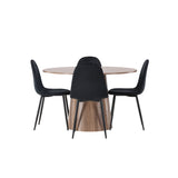 Lanzo jídelní stůl φ120 - Natural / Natural MDF + Jídelní židle Polar - černé nohy / Black Velvet _4