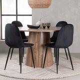 Lanzo jídelní stůl φ120 - Natural / Natural MDF + Jídelní židle Polar - černé nohy / Black Velvet _4