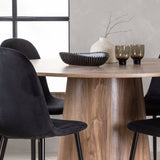 Lanzo jídelní stůl φ120 - Natural / Natural MDF + Jídelní židle Polar - černé nohy / Black Velvet _4