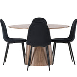 Lanzo jídelní stůl φ120 - Natural / Natural MDF + Jídelní židle Polar - černé nohy / Black Velvet _4