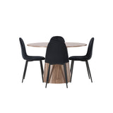Lanzo jídelní stůl φ120 - Natural / Natural MDF + Jídelní židle Polar - černé nohy / Black Velvet _4