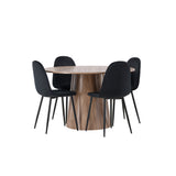 Lanzo jídelní stůl φ120 - Natural / Natural MDF + Jídelní židle Polar - černé nohy / Black Velvet _4
