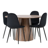Lanzo jídelní stůl φ120 - Natural / Natural MDF + Jídelní židle Polar - černé nohy / Black Velvet _4