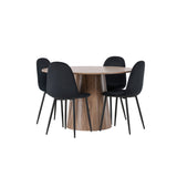 Lanzo jídelní stůl φ120 - Natural / Natural MDF + Jídelní židle Polar - černé nohy / Black Velvet _4