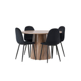 Lanzo jídelní stůl φ120 - Natural / Natural MDF + Jídelní židle Polar - černé nohy / Black Velvet _4