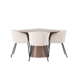 Lanzo jídelní stůl φ120 - přírodní / přírodní MDF + židle Berit - černá / béžová sametová _4