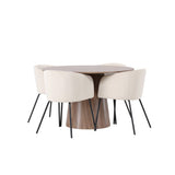 Lanzo jídelní stůl φ120 - přírodní / přírodní MDF + židle Berit - černá / béžová sametová _4