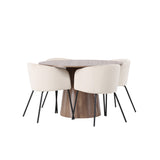 Lanzo jídelní stůl φ120 - přírodní / přírodní MDF + židle Berit - černá / béžová sametová _4