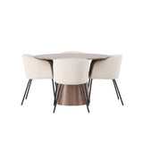 Lanzo jídelní stůl φ120 - přírodní / přírodní MDF + židle Berit - černá / béžová sametová _4