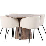 Lanzo jídelní stůl φ120 - přírodní / přírodní MDF + židle Berit - černá / béžová sametová _4