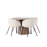 Lanzo jídelní stůl φ120 - přírodní / přírodní MDF + židle Berit - černá / béžová sametová _4