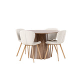 Jídelní stůl Lanzo φ120 - Přírodní / Přírodní MDF + Jídelní židle Lilja - Oaklook / Béžová látka _4