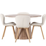 Jídelní stůl Lanzo φ120 - Přírodní / Přírodní MDF + Jídelní židle Lilja - Oaklook / Béžová látka _4