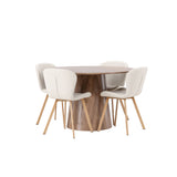 Jídelní stůl Lanzo φ120 - Přírodní / Přírodní MDF + Jídelní židle Lilja - Oaklook / Béžová látka _4