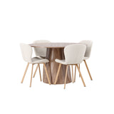 Jídelní stůl Lanzo φ120 - Přírodní / Přírodní MDF + Jídelní židle Lilja - Oaklook / Béžová látka _4