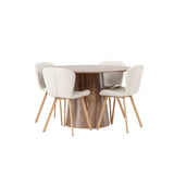 Jídelní stůl Lanzo φ120 - Přírodní / Přírodní MDF + Jídelní židle Lilja - Oaklook / Béžová látka _4