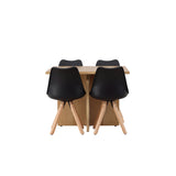Jídelní stůl Leo 100*75 - Oaklook / Oaklook MDF + Jídelní židle Zeno - Nature woodlook / Černá PP _4