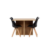 Jídelní stůl Leo 100*75 - Oaklook / Oaklook MDF + Jídelní židle Zeno - Nature woodlook / Černá PP _4